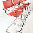 4 Krukken Rood Tuig Leer | Chroom | Marcel Breuer thumbnail 2