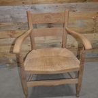 Eiken Armfauteuil Met Biezen Zitting Gezandstraald thumbnail 4