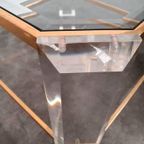 Hollywood Regency Messing Glas Tafel Set 70s thumbnail 7