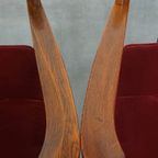 Set Van 4 Art Nouveau/ Jugendstil Design Schuitema Eetkamerstoelen Met Rode Stoffen Bekleding thumbnail 14