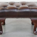 Sierlijke, Donkerbruine Rundleren Chesterfield Hocker thumbnail 3