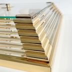 Mid-century Vierkante Kroonluchter Glas Messing Hollywood Regency 1970’s thumbnail 8