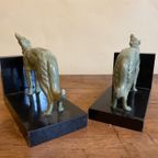 Boekensteunen Barzoihonden Windhonden Art Deco Gesigneerd Roux Frans thumbnail 5