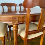 Klassieke Uitschuifbare Tafel Incl. 6 Stoelen V. Mahoniehout thumbnail 2