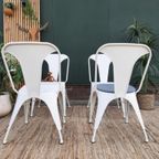 4 Tolix Style Eetkamerstoelen Vintage Design Witte Stoelen thumbnail 5