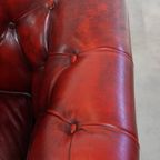 Unieke Set Van 4 Mooie Engelse Rundleren Chesterfield Clubfauteuils In Een Gevlamde Rode Kleur thumbnail 2