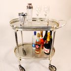 Neoclassical Silvered Bar Cart In Style Of Maison Jansen, 1950S thumbnail 3