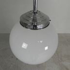 Art Deco Hanglamp Met Witte Bol, Jaren 30 thumbnail 5
