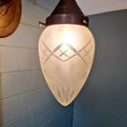 Art Deco Wandkandelaar In Brons, Gesatineerd Kristal,1910-20 thumbnail 4