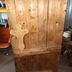 Vintage Houten Kledingkast Opbergkast Locker Uit Oostblok thumbnail 6