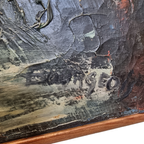 Vintage Frans Schilderij Met Boten In Haven, Jaren 50 thumbnail 8