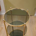 Vintage Barcart Serveerwagen Trolley Bijzettafel Messing thumbnail 9