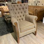 Chesterfield Fauteuil Hartis Tweed Met Leer thumbnail 6