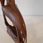 Teakhouten Artdeco Vogel Beeld Vintage Beeld thumbnail 9