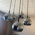 Vintage Chromen Cascade Luster / Hanglamp Met 5 Bollen thumbnail 9