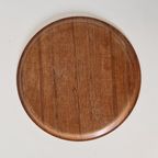 Vintage Rond Teakhouten Dienblad Serveertray Jaren 70 thumbnail 4