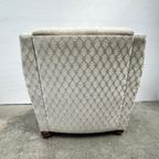 Vintage Fauteuil Met Houten Details, Velour - Ruitjespatroon thumbnail 4