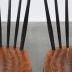 Set Van 2 Mooie Jaren ’60 Vintage Scandinavisch Design Eetkamerstoelen Met Gespijlde Rugleuningen thumbnail 9