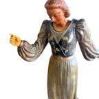 Vintage Art Deco Beeld: Vrouw Met 2 Honden thumbnail 6