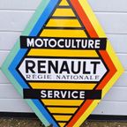 Emaille Reclamebord Renault Motoculture Service, 60'R Jaren. thumbnail 2