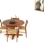 Ronde Massief Teak Deense 1x Verlengbare Eettafel 'kalundborg' Vintage thumbnail 13