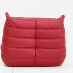 Togo Armchair Red Leather By Michel Ducaroy For Ligne Roset thumbnail 8