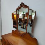 Brocante Vintage Kaptafel Make-up Tafel Met Drieluikspiegel thumbnail 8