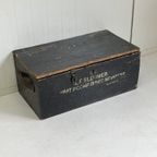 Brocante Industriele Zware Kist Met Tekst thumbnail 3