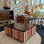 Verrijdbare Vintage Salontafel Palissander Chroom Wieltjes thumbnail 6