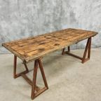 Antieke Tafel Schragentafel Tuintafel 90 X 208 Cm thumbnail 11