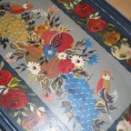 Grote Vintage Houten Dienblad 54x32 Cm Bloemen Desing thumbnail 2