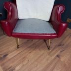 Rode Italiaanse Vintage Designfauteuil thumbnail 11