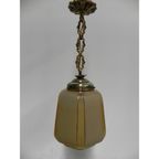 Art Deco Hanglamp Aan Ketting Met Beige Glazen Bol thumbnail 2