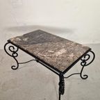 Smeedijzeren En Marmeren Franse Salontafel, 1940 thumbnail 6