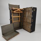 Antieke Belber Zwarte Leren Stoomkoffer Uit 1924 - Grote Reisgarderobe thumbnail 9