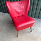 Vintage Cocktail Fauteuil In Rood Skai Leder thumbnail 5
