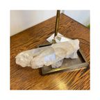 Bronzen Tafel Lamp Met Bergkristal Quartz - Frankrijk - Jaren 70 thumbnail 5