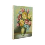 Bloemen In Vaas Stilleven Schilderij Amateur Gesigneerd 27cm thumbnail 9