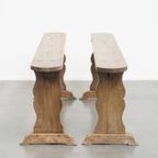 Geweldige Set Van 2 Antieke Franse Banken Voor Aan De Eettafel Met Een Prachtig Patina thumbnail 2
