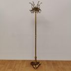 Messing Rococo Staande Kapstok Hollywood Regency Hall Tree Op Marmer Voet thumbnail 7