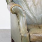 Unieke En Karaktervolle Groene Rundleren Oorfauteuil Met Een Mooi Patina En Correct Afgewerkt thumbnail 11