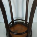Vintage Antieke Thonet Kruk Stool (Webbing/Leer) thumbnail 4