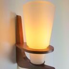 Vintage Scandinavische Wandlamp Teak Melkglas Mid Century 60 thumbnail 3