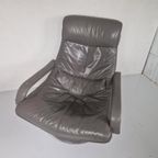 Vintage Jaren 70 Leren Draai Fauteuil Space Age Tulp Voet. thumbnail 9