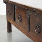 Prachtige En Robuuste Antieke Salontafel Met 3 Lades Uit De 18E Eeuw thumbnail 9