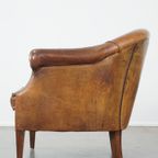 Stoere Maar Comfortabele Vintage Clubfauteuil Gemaakt Van Schapenleer thumbnail 6