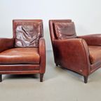 Set 2 Borzalino Fauteuil Kalfsleer Lounge Chair Italy '80 thumbnail 2