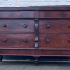 Antiek Engelse Mahonie 8 Ladenkast - Dressoir 180 Cm Breed thumbnail 4