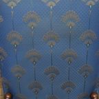 Robuuste Kasteel Armstoel Eiken Met Blauwe Stof thumbnail 10