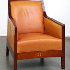 Prachtige Rundleren Artdeco Design Fauteuil/ Armchair. Hoog Comfort En Unieke Details thumbnail 2